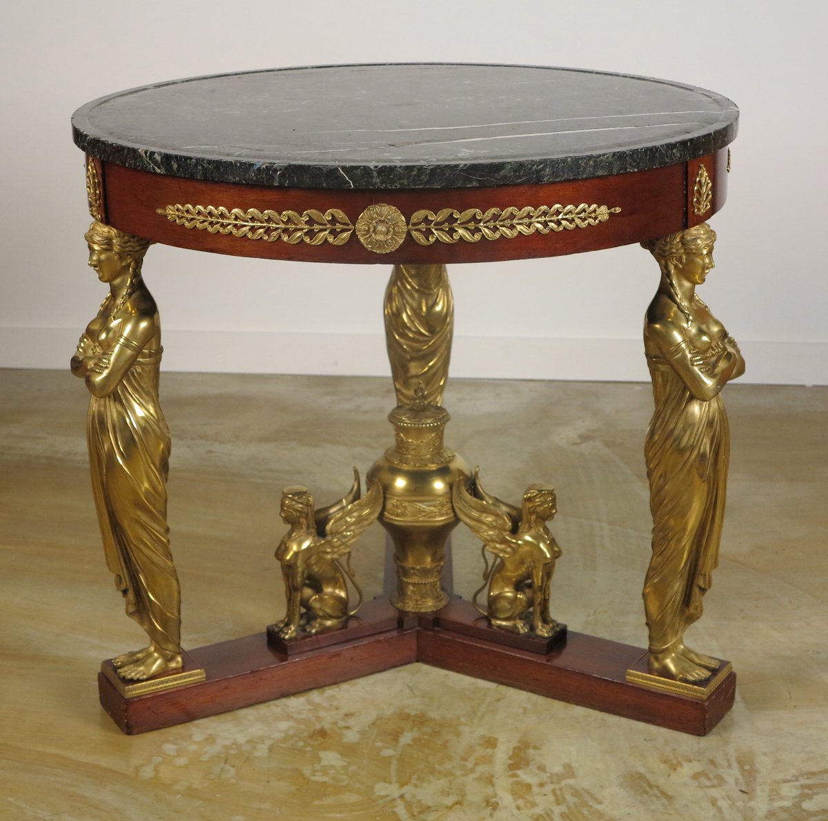 A Fine Empire Style Gilt-Bronze Mahogany Gueridon/Center Table In the manner of Jacob-Desmalter