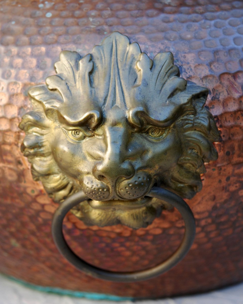 Large Brass Planter with a Coat of Arms