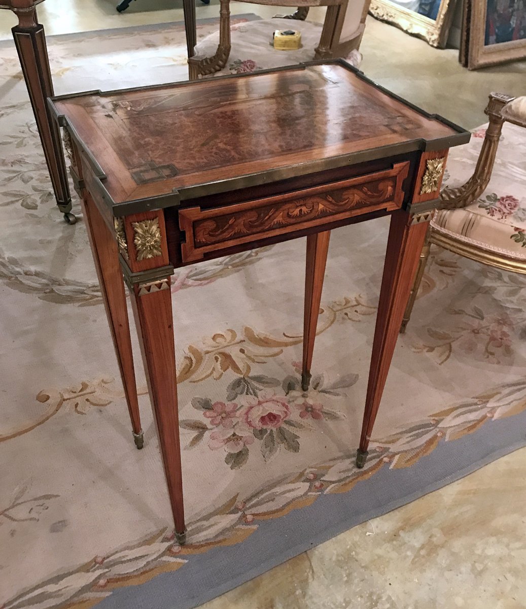 A Fine Louis XVI Kingwood One drawer Table With Gilt Bronze Ormolu Mounts