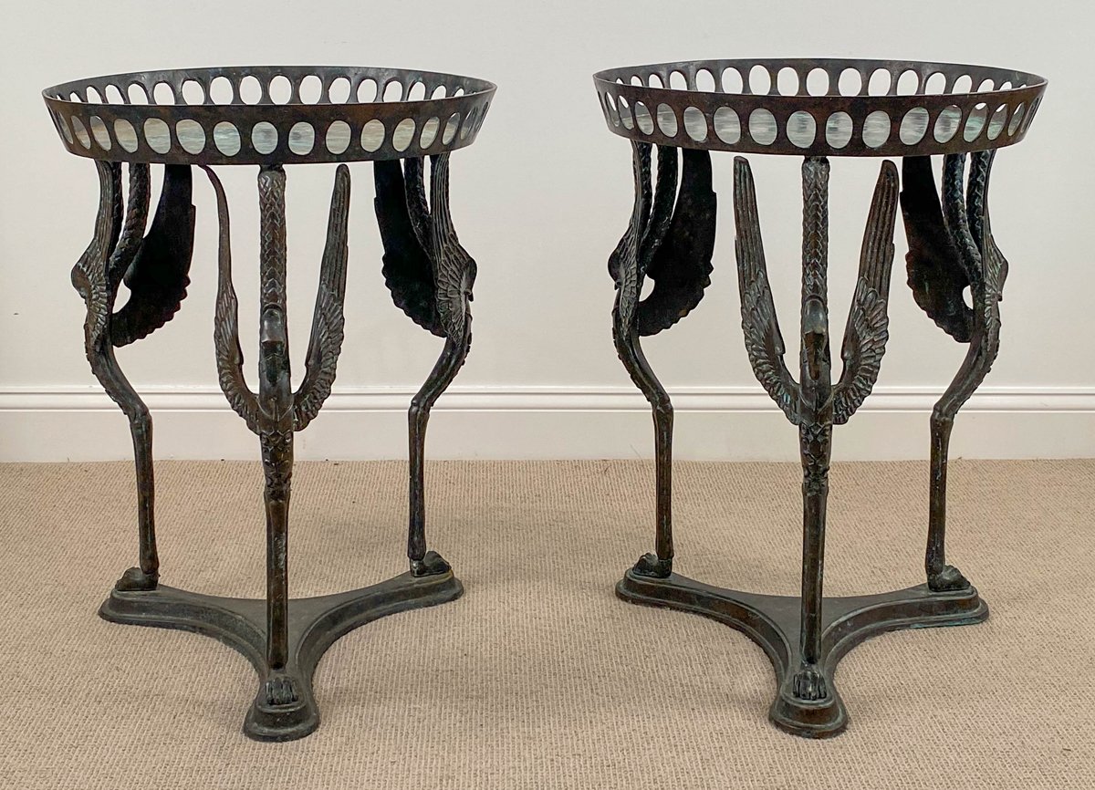 A Fine Pair of Patinated Bronze Braziers/Tables