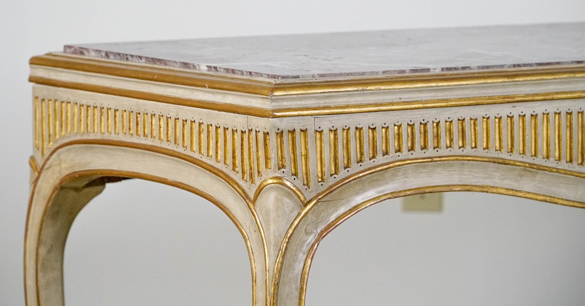 Antique French Louis XVI Style Parcel Gilt and White Painted