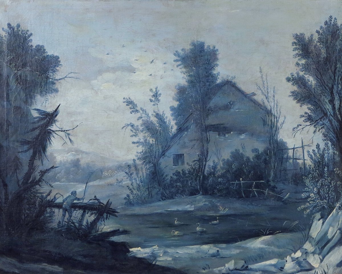 Chinoiseries Figures in a River Landscape