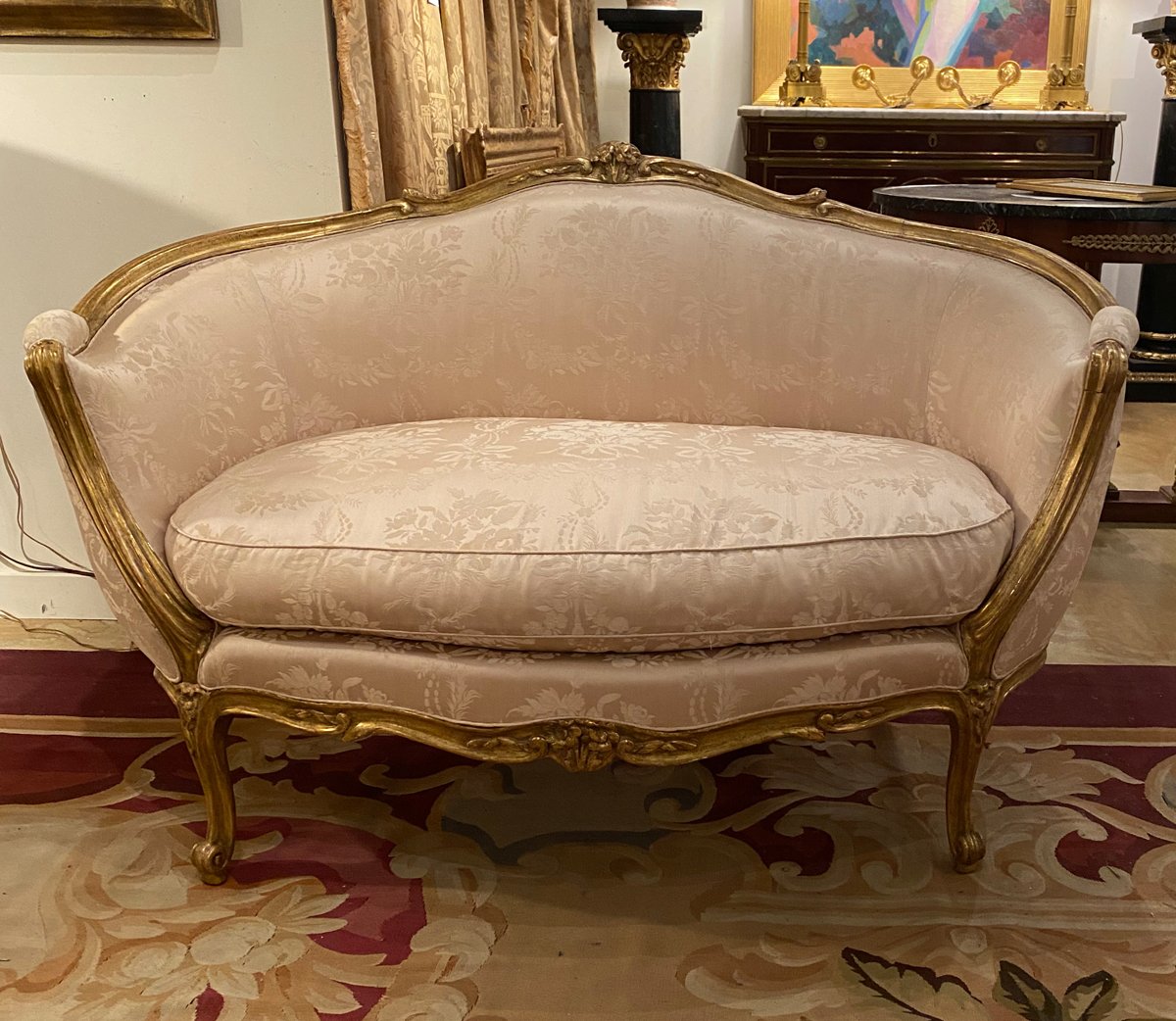 French Louis XVI Tapestry and Giltwood 3-Seat Sofa