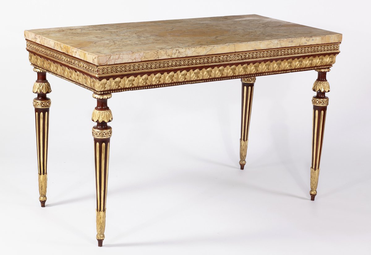 An Important Neoclassical Painted & Parcel Gilt Console