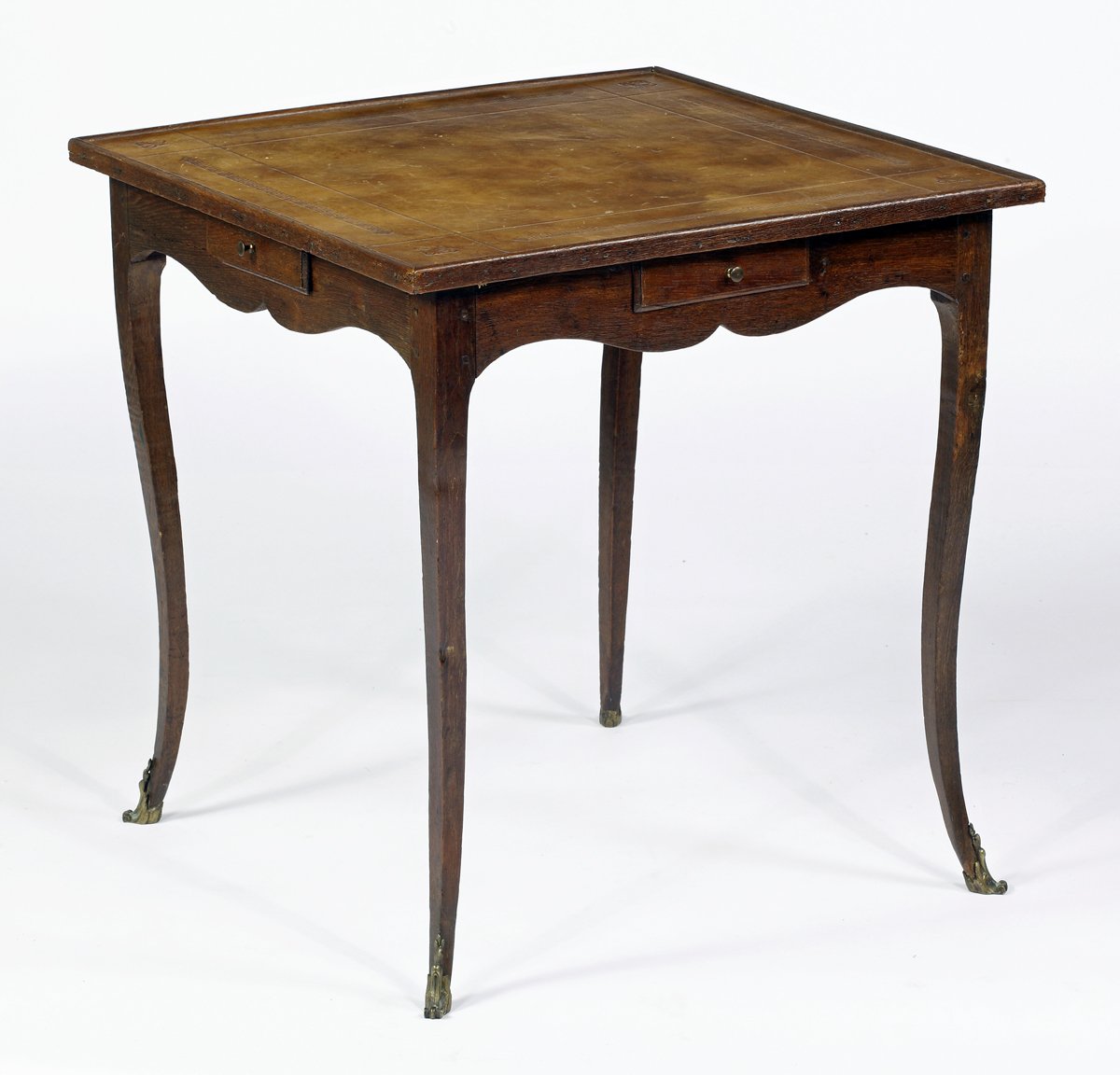 A Louis XV Chestnut  Leather Top Games Table