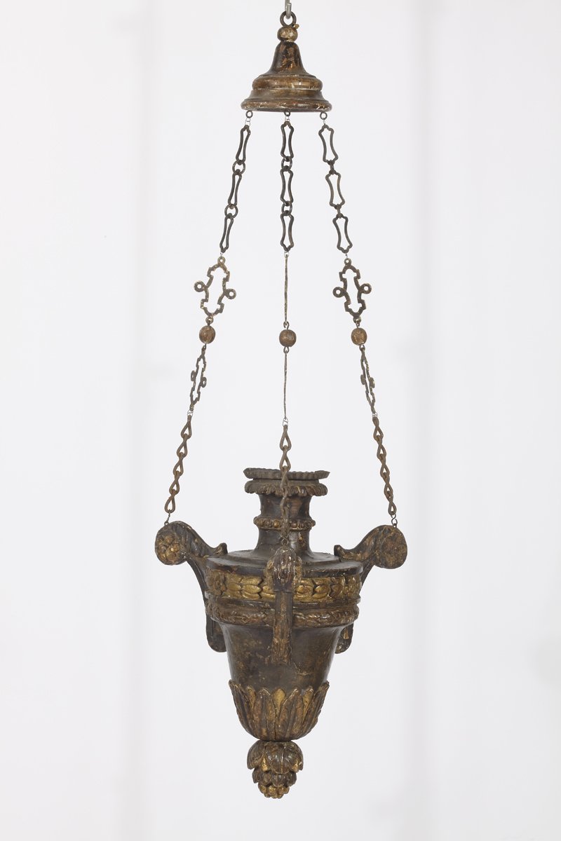 A Rare Italian Baroque  Gilt & Polychrome  Hanging Lantern