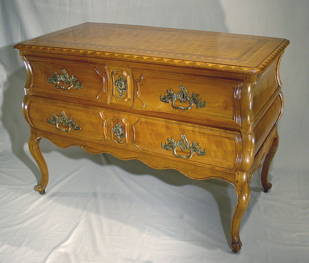 A Rare Louis XV Bois Clair & Parquetry Commode Attributed to Jean Francois Hache